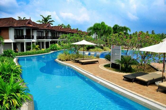 The inlaid lazy river at Ramada Resort in Cochin