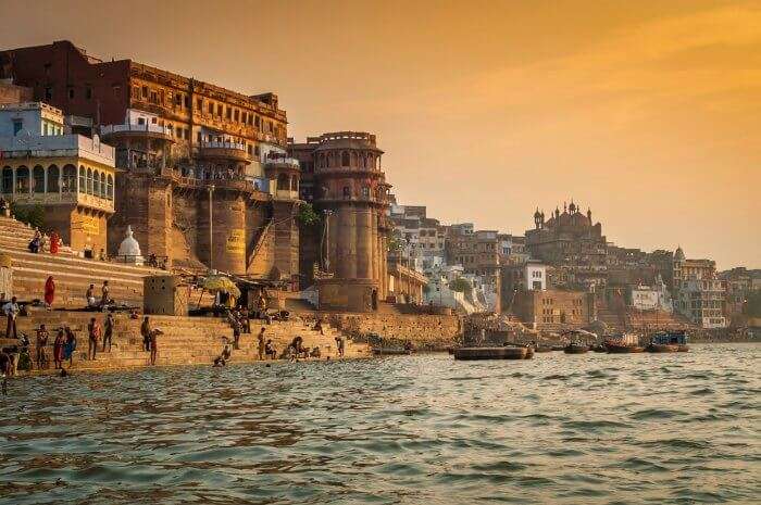 The Ghats beside the Ganges in Varanasi