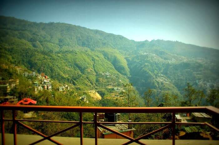 View from the balconies of The Maplewood Resort in Gangtok