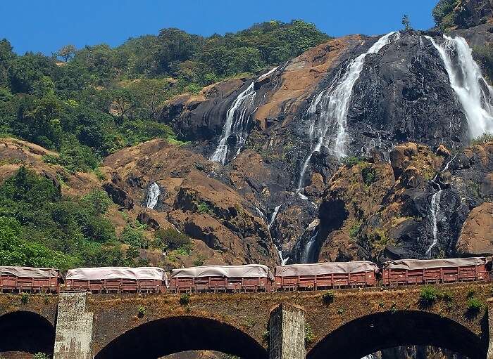The luscious Dudhsagar Waterfall in Goa