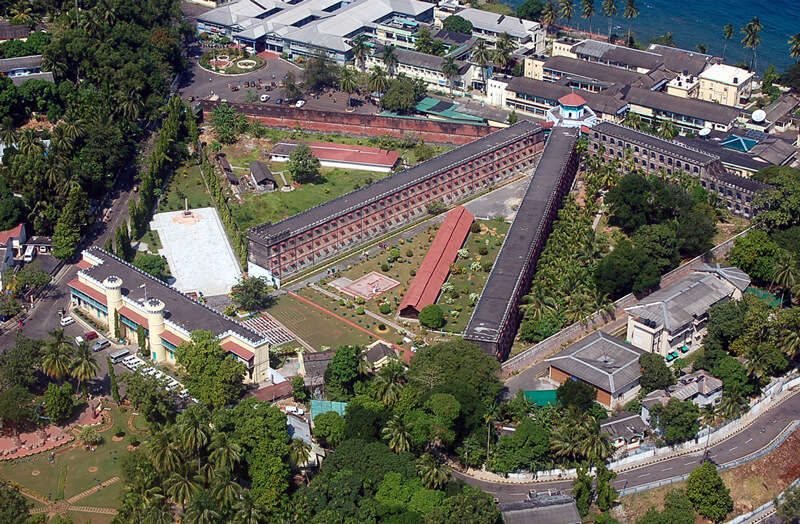 An aerial view of the Cellular Jail in Port Blair