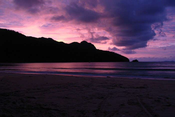 The Datai Bay Beach and the sea look beautiful at the time of sunset