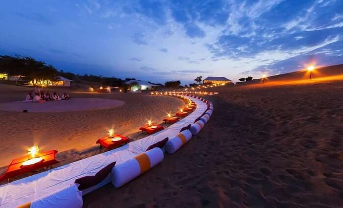 A folk performance set up at the Oasis in the Desert