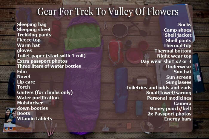 Stuff to carry on your trek to Valley of Flowers