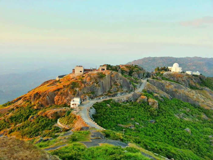 The stunning view of Guru Shikhar Peak during sunset