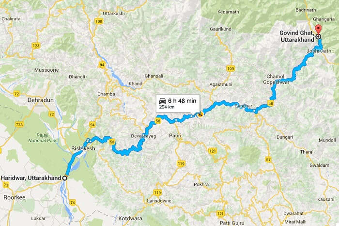 Car journey from Haridwar Junction to Govindghat Base Camp