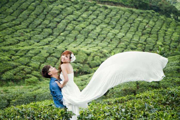 Couple spending quality time in the sprawling plantations of Ooty