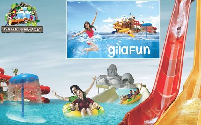 The water rides and activities at the Water Kingdom in Mumbai