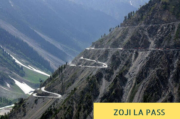 The multilevel zig-zag road near Zoji La Pass that is narrow and has many sharp curves