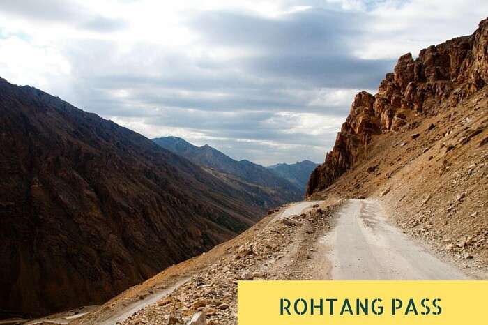 One of the narrow stretches with hairpin curves near Rohtang Pass on the Leh-Manali Road