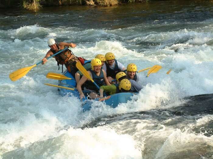 Rafters fight their way out while rafting in Mussoorie rapids
