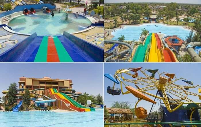 The various rides at the popular Pink Pearl Water Park near Jaipur