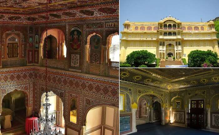 Views from interiors and exteriors of the Samode Palace near Jaipur