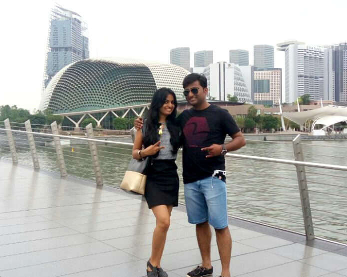 Pooja and her husband in China Town 