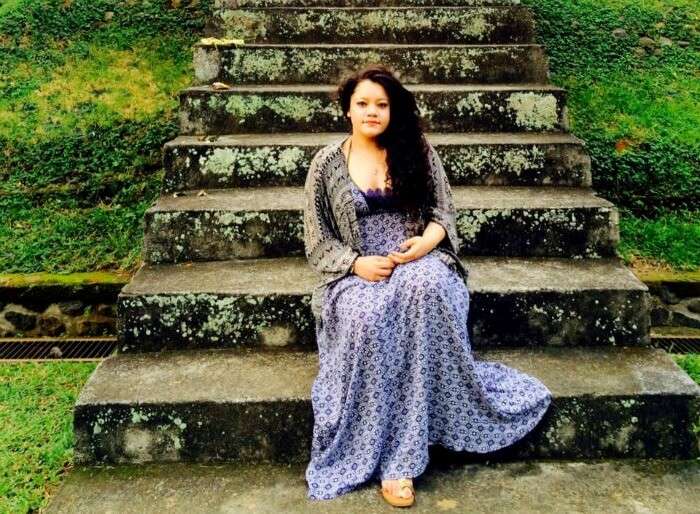 Ritika in a temple in Bali