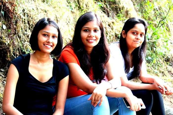 Girls having fun trekking in Mashobra