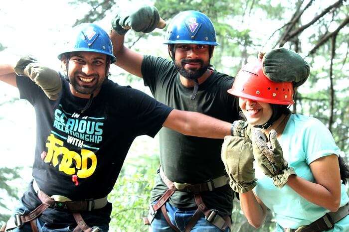 Guys doing zip lining in Mashobra