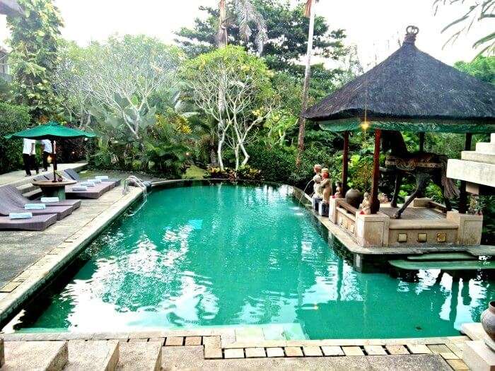 A beautiful swimming pool in a resort in Bali