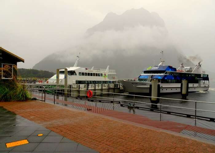 A yacht on the dock in New Zealand