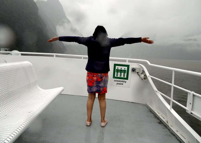 Vinamra and Ankita on the Milford Sound Cruise