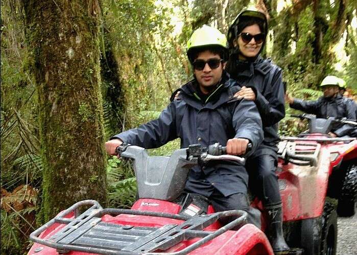 Vinamra and Ankita doing Quad Bike Safari in New Zealand