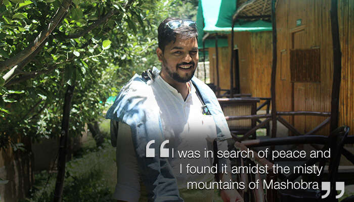 A traveler at the Mashobra Greens Resort in Mashobra
