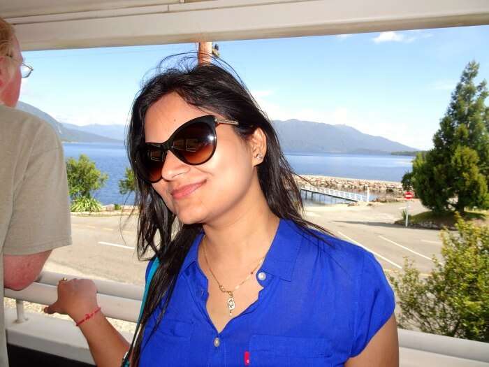 Ankita inside the TranzAlpine train in New Zealand