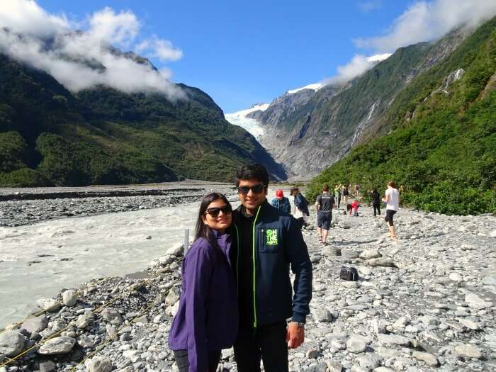 Vinamra and Ankita on the trek to Franz Josef Glacier