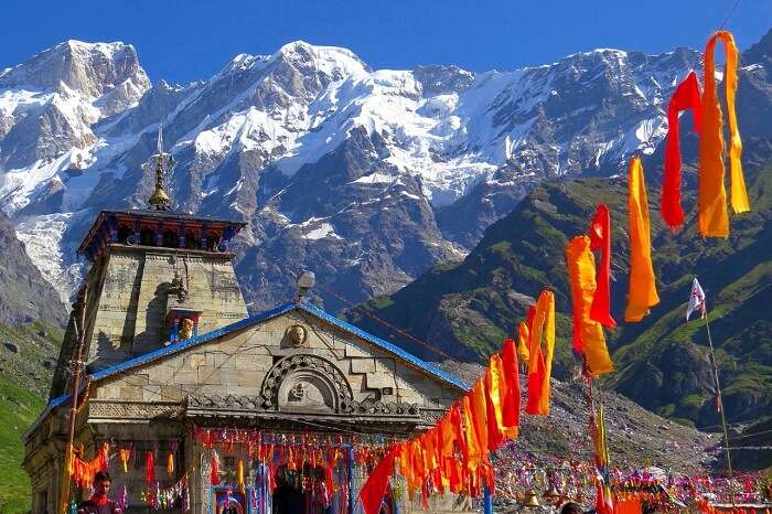 The beautiful Kedarntath Temple in the beautiful backdrop of the snow-clad Himalayas