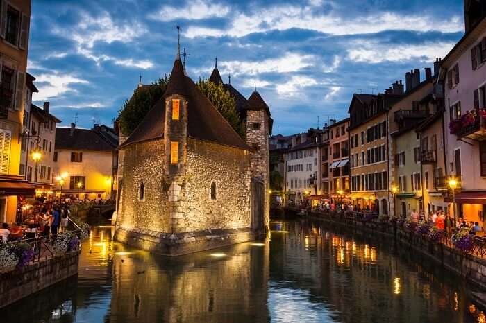 The little town of Annecy is snuggled between two rivers in France