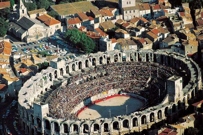 A top view of arena at Arles - one of the most popular places to see in France
