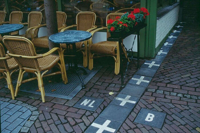 The Baarle Nassau Frontière Café at the border between Belgium and Netherlands