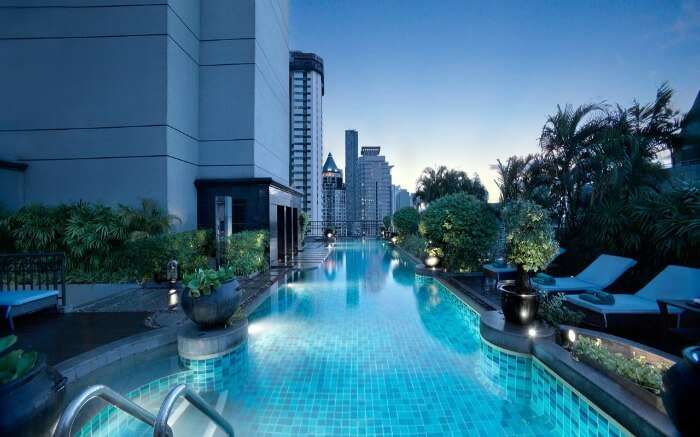 The classy pool with a view at Banyan Tree Bangkok 