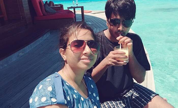 Badri and his wife enjoy in Maldives