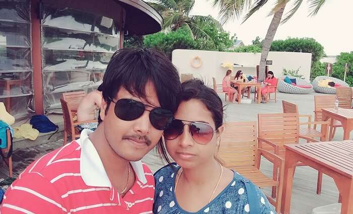 Badri and his wife in Maldives