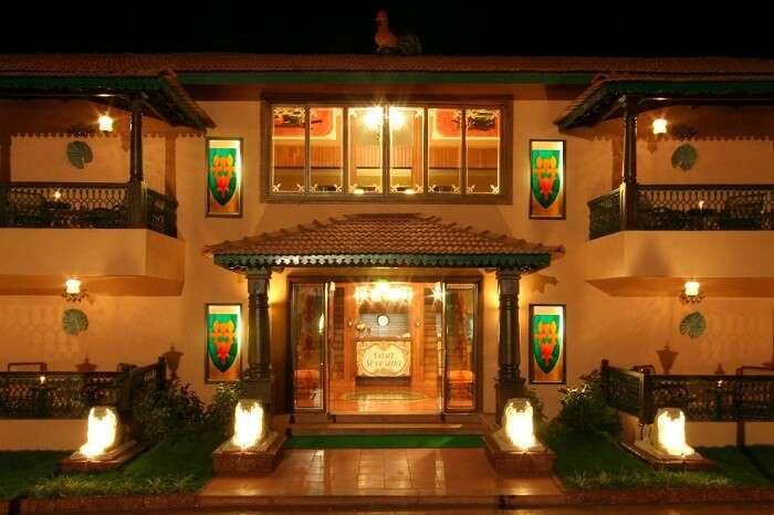 The entrace of the Casa Saverina that is one of the economical honeymoon resorts in Goa