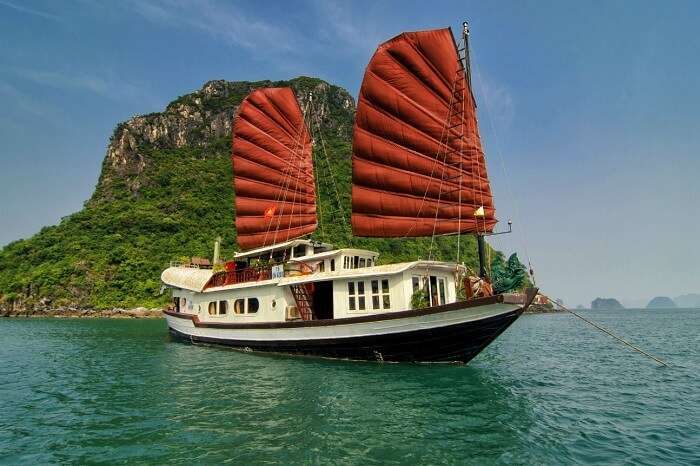 Prince Junk boat at Halong Bay in Vietnam