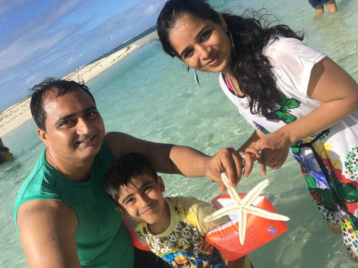 Raj Kumar and his family enjoying at Ile aux Cerfs Island
