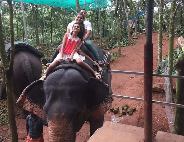 Ravi and the kids do the elephant ride