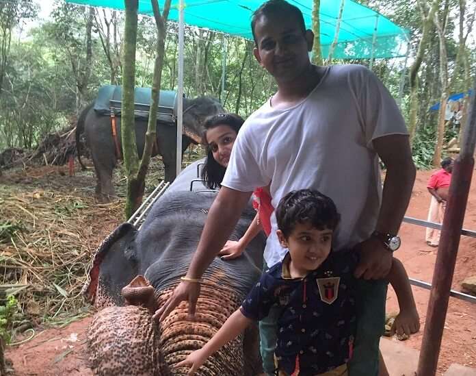 Ravi and the kids doing the elephant ride