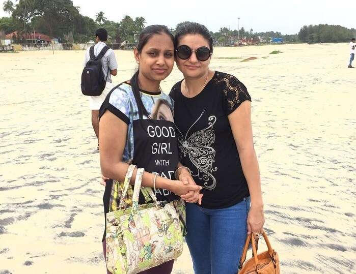 Ravi and his family at a Kerala beach