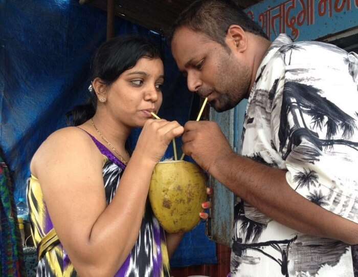 Chetan and his wife share a coconut