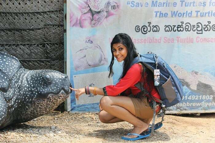 Kanika in the turtle hatchery in Sri Lanka
