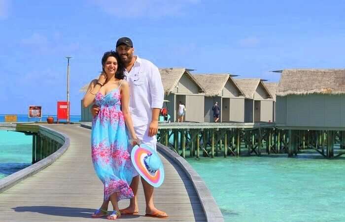 Angad and his wife in Maldives