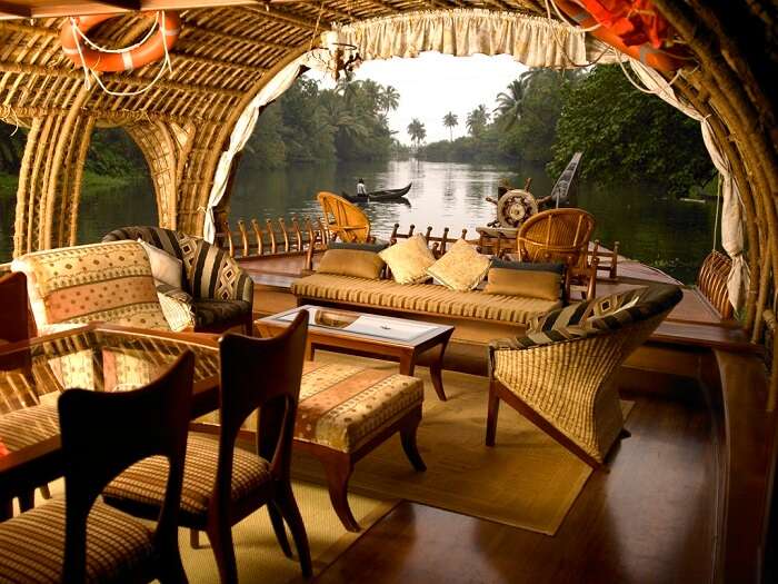 The comfy and airy interiors of houseboats in Alleppey