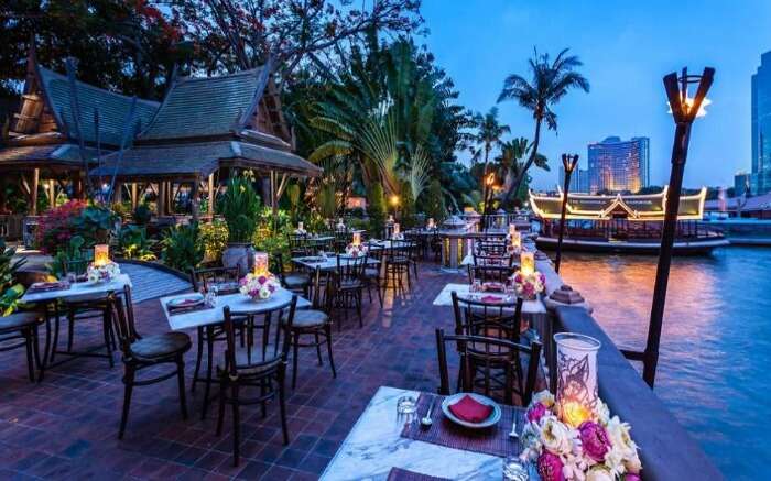 Open air and sea side Thiptara Thai Restaurant at the Peninsula Hotel