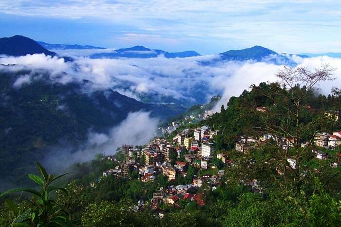 The city perched high amid mountains and clouds