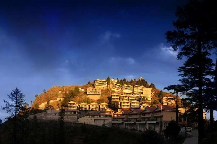 The splendid view of a resort sitting atop the hill