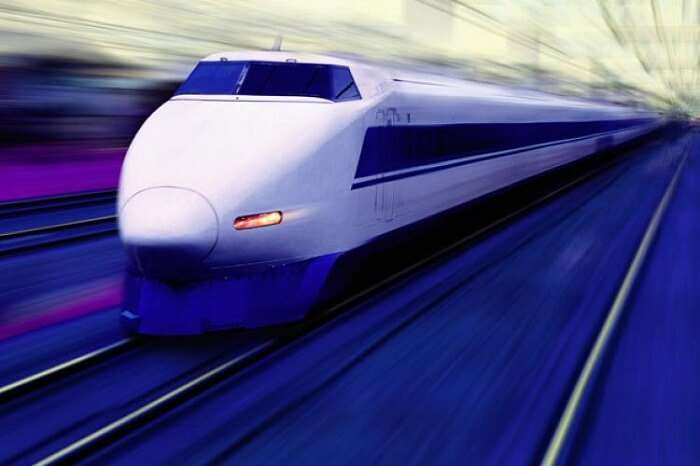 A representative image of a speeding bullet train in India