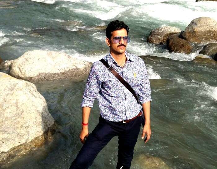 Sachin at the river in Himachal